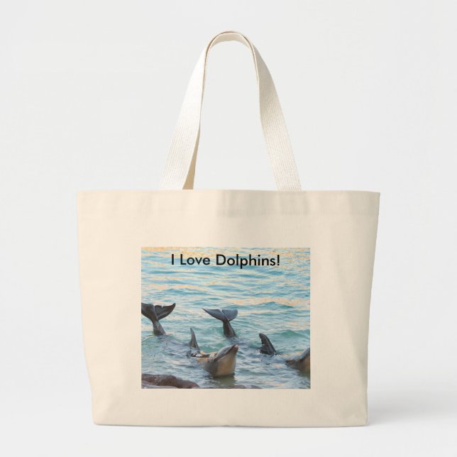 I Liebe-Delphine! Delphin-Foto Jumbo Stoffbeutel (Vorne)