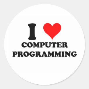 I Liebe der Computerprogrammierung Runder Aufkleber