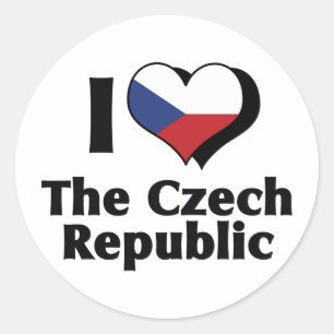 I Liebe der Flagge der Tschechischen Republik Runder Aufkleber