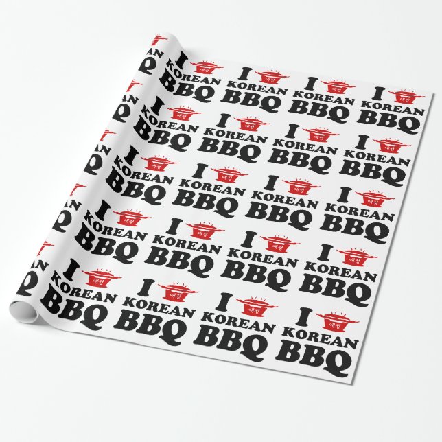 I Liebe der koreanischen GRILLEN (고 기 이) Geschenkpapier (Ungerollt)