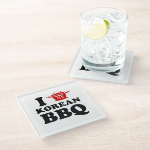 I Liebe der koreanischen GRILLEN (고 기 이) Glasuntersetzer