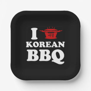 I Liebe der koreanischen GRILLEN (고 기 이) Pappteller