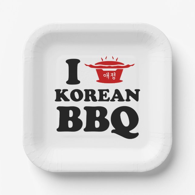 I Liebe der koreanischen GRILLEN (고 기 이) Pappteller (Vorderseite)