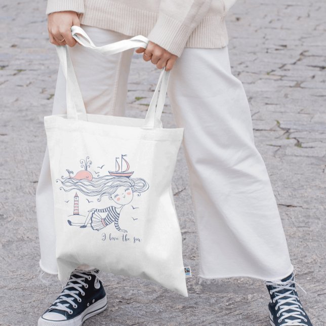 I Liebe der Meeres-Whimsikum-Nautik Tragetasche (Adorable budget tote for taking to the beach or shopping)