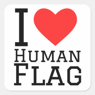 I Liebe der menschlichen Flagge Quadratischer Aufkleber