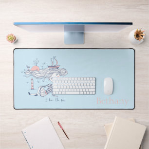I Liebe der See Whimsical Nautical Personalisiert Schreibtischunterlage