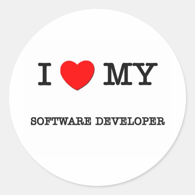 I Liebe DER SOFTWAREENTWICKLUNG Runder Aufkleber (Vorderseite)