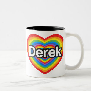 I Liebe Derek. Liebe I Sie Derek. Herz Zweifarbige Tasse
