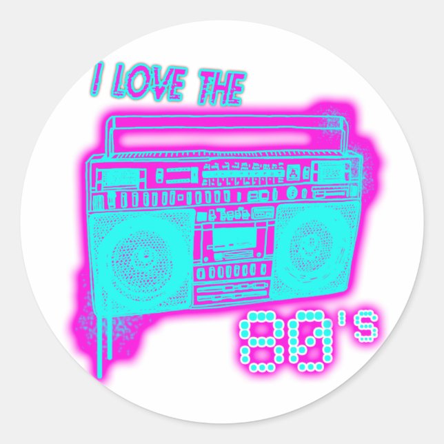I LIEBE DES 80ERS RUNDER AUFKLEBER (Vorderseite)