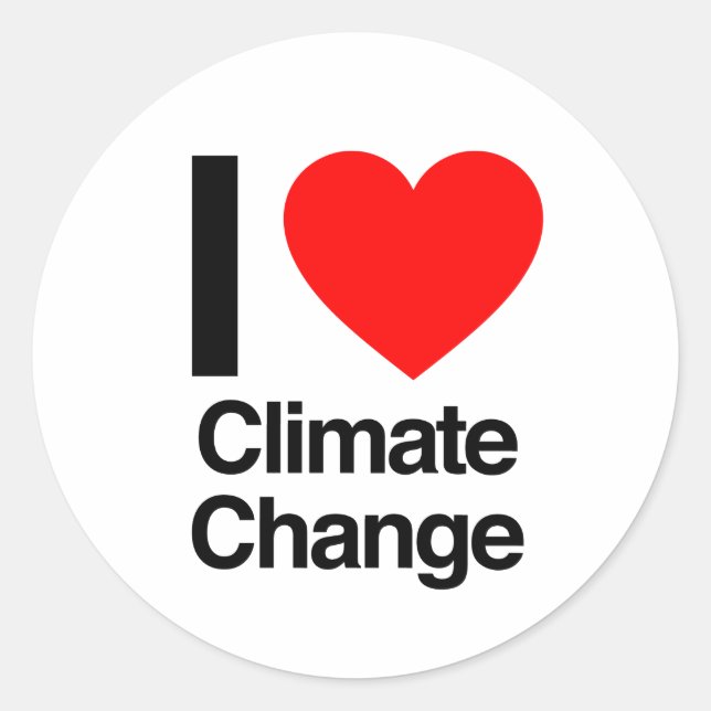 i Liebe des Klimawandels Runder Aufkleber (Vorderseite)
