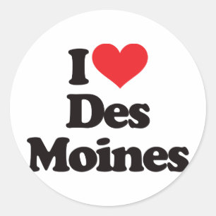 I Liebe Des Moines Runder Aufkleber