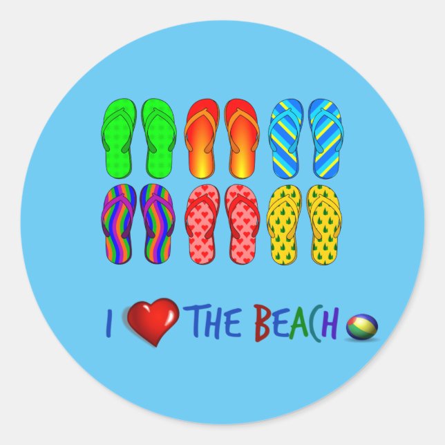 I Liebe des Strandes Runder Aufkleber (Vorderseite)