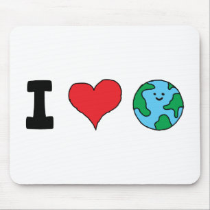 I Liebe des World Happy Earth Clipart Niedlich Ear Mousepad