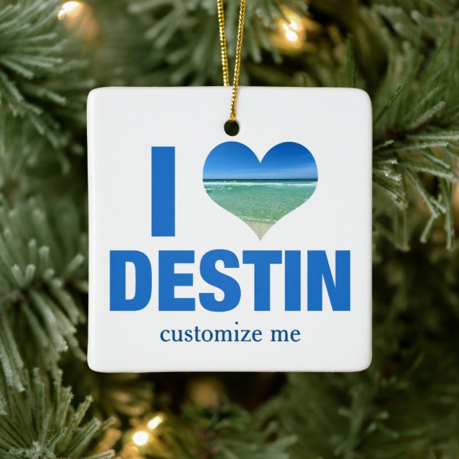 I Liebe Destin Florida Beach Trip Custom Weihnacht Keramikornament (Baum)