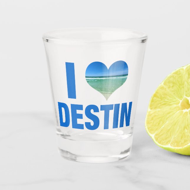 I Liebe Destin Florida Niedliche Strandreise Sake  Schnapsglas (Vorderseite)