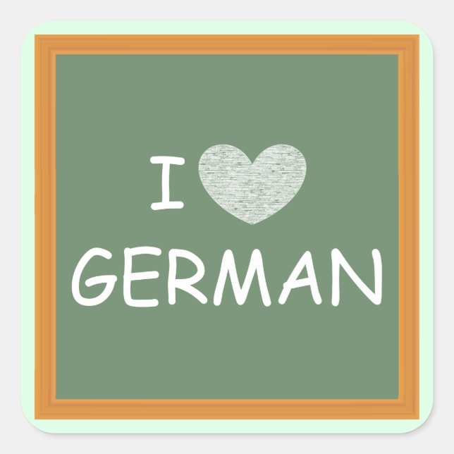 I Liebe Deutsch Quadratischer Aufkleber (Vorderseite)
