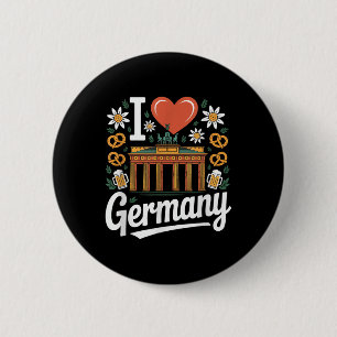 I Liebe Deutschland Bratwurst Bretzel Beer Button