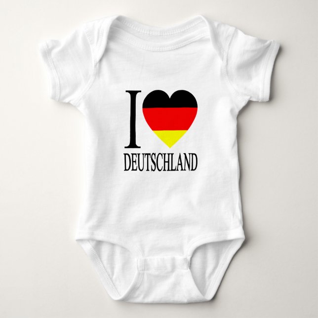 I Liebe Deutschland Deutsches Flaggenherz Baby Strampler (Vorderseite)