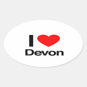 i Liebe devon Ovaler Aufkleber