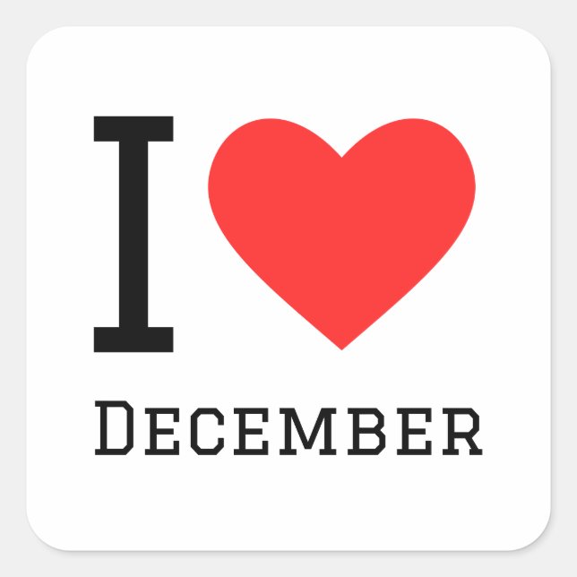 I Liebe Dezember Quadratischer Aufkleber (Vorderseite)