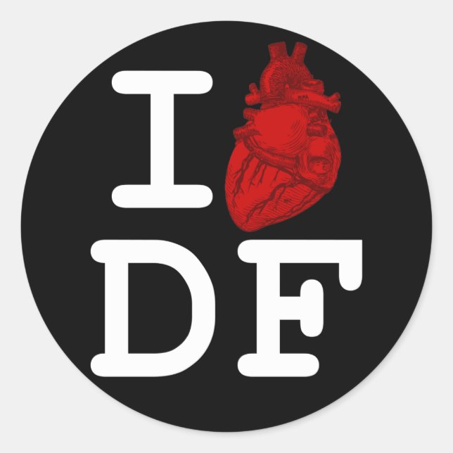 I Liebe DF Runder Aufkleber (Vorderseite)