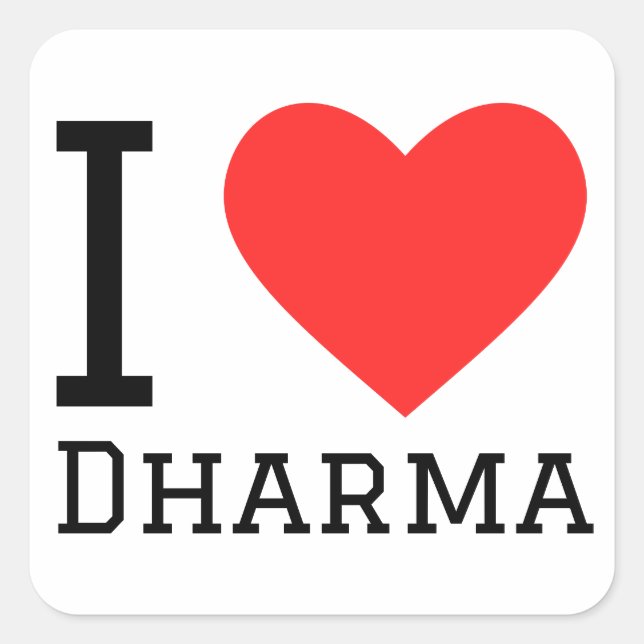 I Liebe Dharma Quadratischer Aufkleber (Vorderseite)