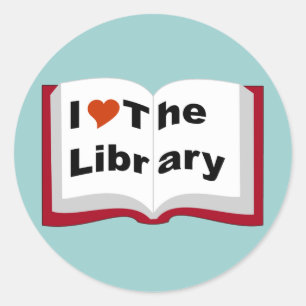 I Liebe die Bibliothek Runder Aufkleber