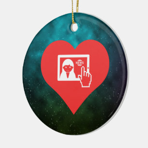 I Liebe, die Fernsehnachrichten modern aufpasst Keramikornament