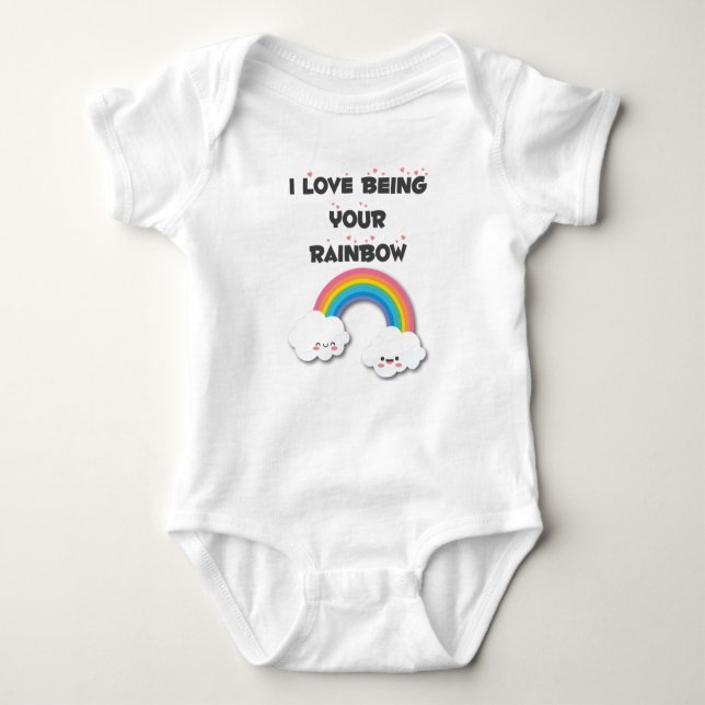 I Liebe, die Ihr Regenbogen-Einteiler-Bodysuit ist Baby Strampler (Vorderseite)