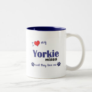 I Liebe, die mein Yorkie mischt (mehrfache Hunde) Zweifarbige Tasse