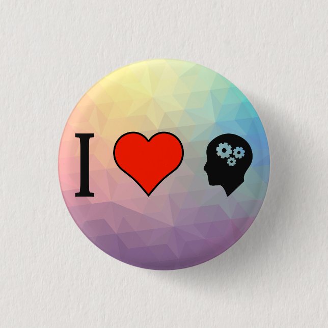 I Liebe, die mit intelligenten Leuten ist Button (Vorderseite)