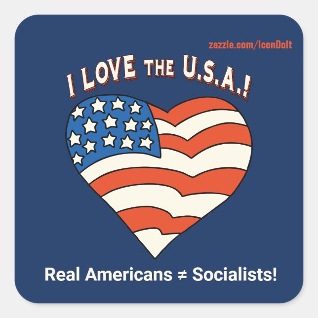 I Liebe Die USA Personalisiert Quadratischer Aufkleber (Vorderseite)