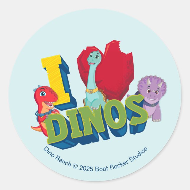 I Liebe Dinos | Dino Ranch Runder Aufkleber (Vorderseite)