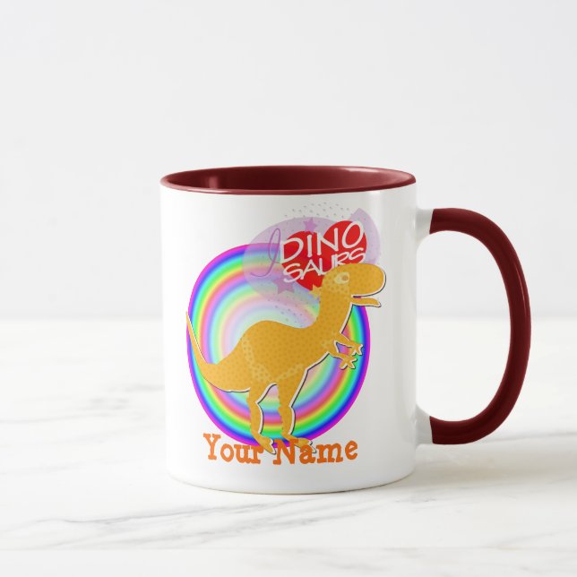 I Liebe Dinos T-Rex u. Stegosaurus-NamensTasse Tasse (Rechts)