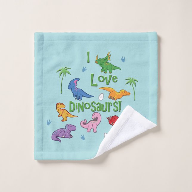 I Liebe-Dinosaurier (niedlich) Waschlappen (Waschlappen)