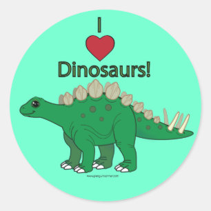 I Liebe Dinosaurier: Stegosaurus Runder Aufkleber