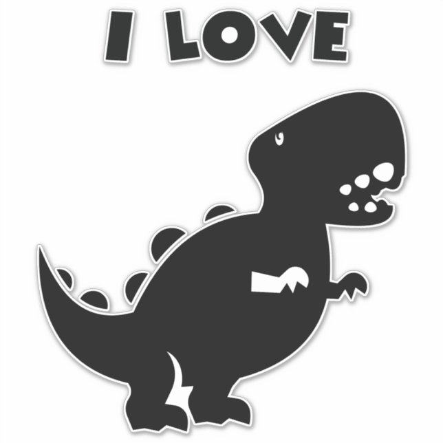 I Liebe Dinosaurier tyrannosaurus rex Silhouette A Aufkleber (Vorderseite)
