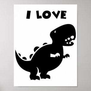 I Liebe Dinosaurier tyrannosaurus rex Silhouette A Poster