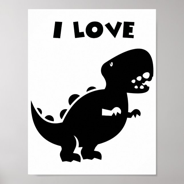 I Liebe Dinosaurier tyrannosaurus rex Silhouette A Poster (Vorne)