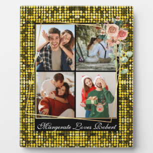 I LIEBE DIR 4 Foto GOLD Glitzer Valentine's Fotoplatte