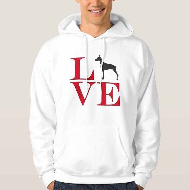 I Liebe-Dobermann - hellfarbiges T-Shirt Hoodie (Vorderseite)