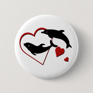 I Liebe Dolphins Hearts Button Back Button