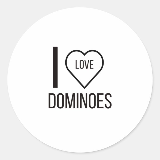 I LIEBE DOMINOES RUNDER AUFKLEBER (Vorderseite)