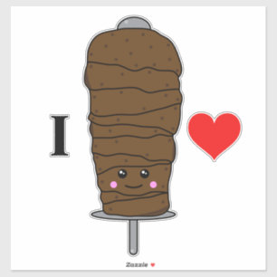 I Liebe Doner Kebab Niedlich Kawaii Food Aufkleber