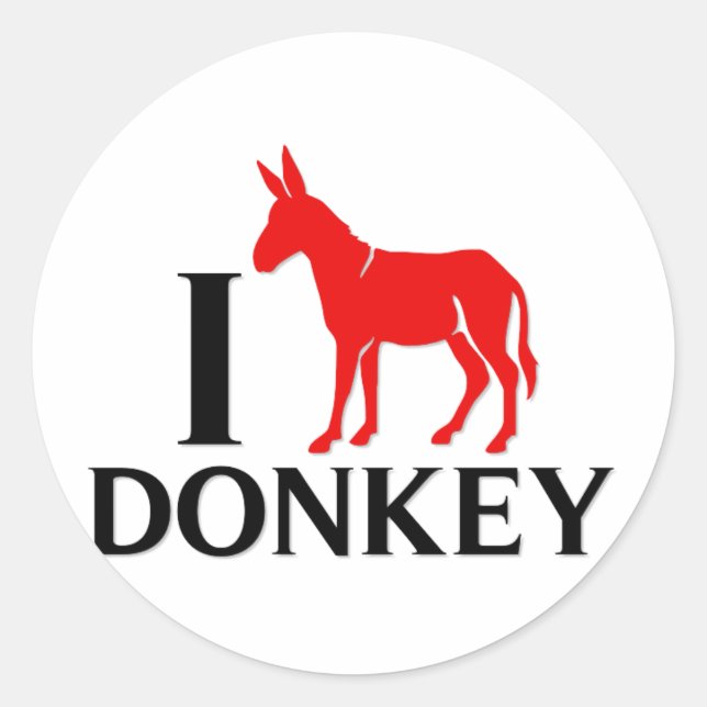 I Liebe Donkey Runder Aufkleber (Vorderseite)