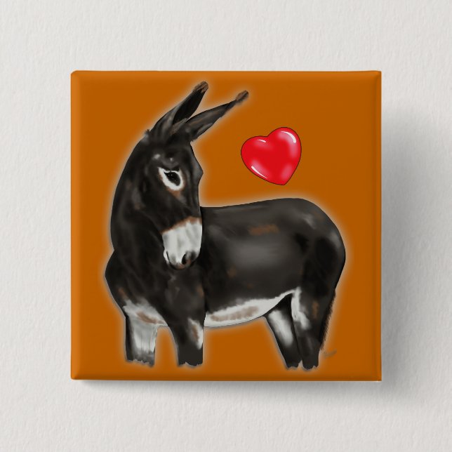 I Liebe Donkeys Demure Donkey Button (Vorderseite)