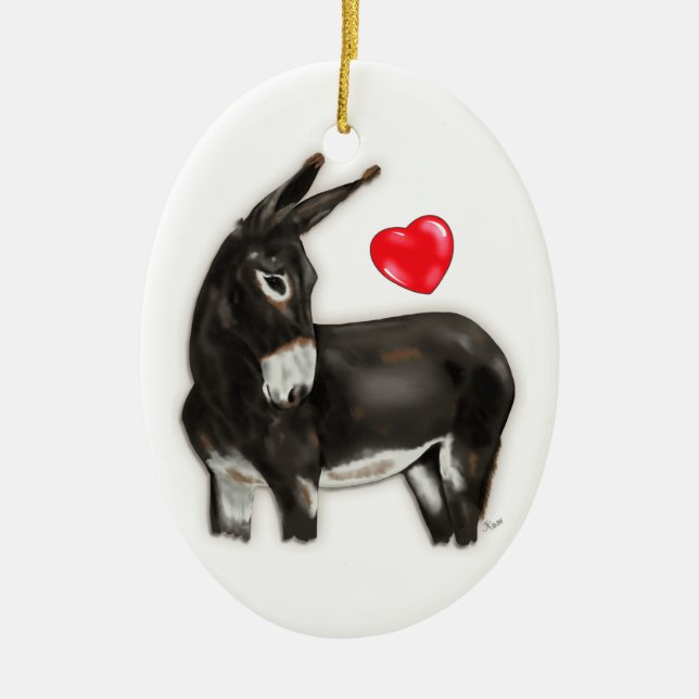 I Liebe Donkeys Demure Donkey Keramik Ornament (Vorne)