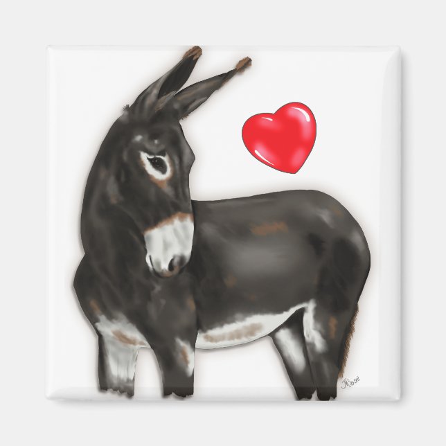 I Liebe Donkeys Demure Donkey Magnet (Vorne)