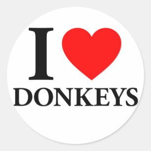 I Liebe Donkeys Runder Aufkleber