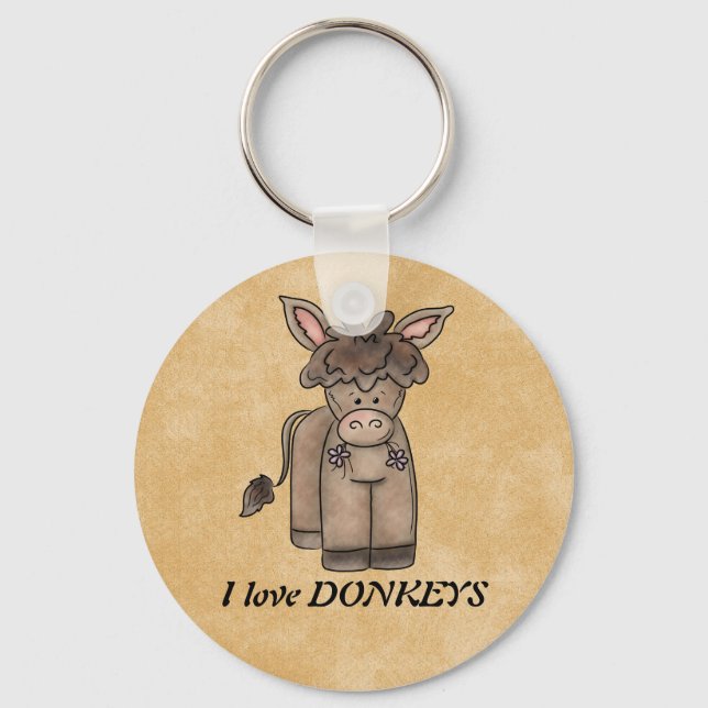 I Liebe DONKEYS Schlüsselanhänger (Vorderseite)